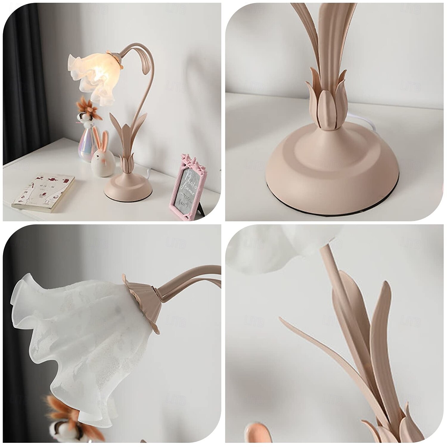Lanterne à fleurs moderne en verre soufflé, lampe de chevet, veilleuse, 4 modes de couleur, intensité variable, pour chambre à coucher, salon, culot E27 de 2025 ? $66.99 –P10