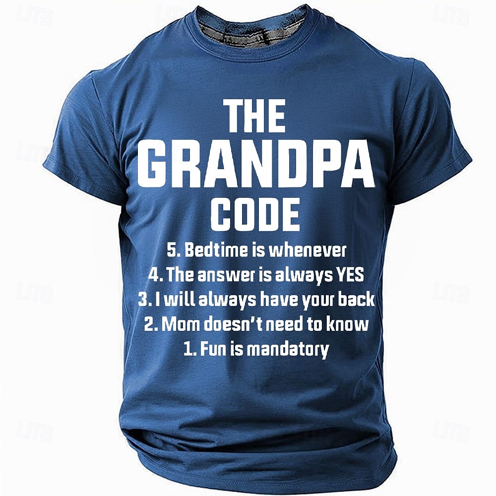 Men's Funny Grandpa Code Short Sleeve Graphic T-Shirt | Grandfather Rules Gift Tee 2025 - $17.99 –P4