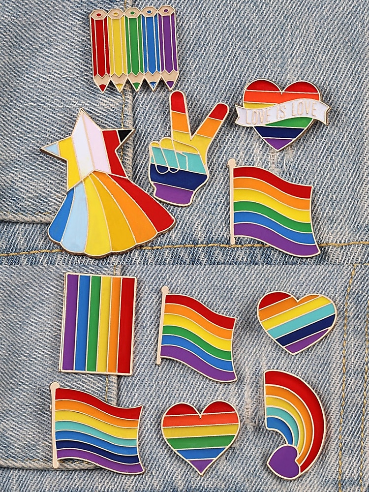 HBTQ+ regnbågsemaljpin - pridemärkeskollektion för jackor, ryggsäckar och hattar, unisex färgglada accessoarer, perfekt för prideparader, festivaler och HBTQ-evenemang 2025 - $7.99 –P4