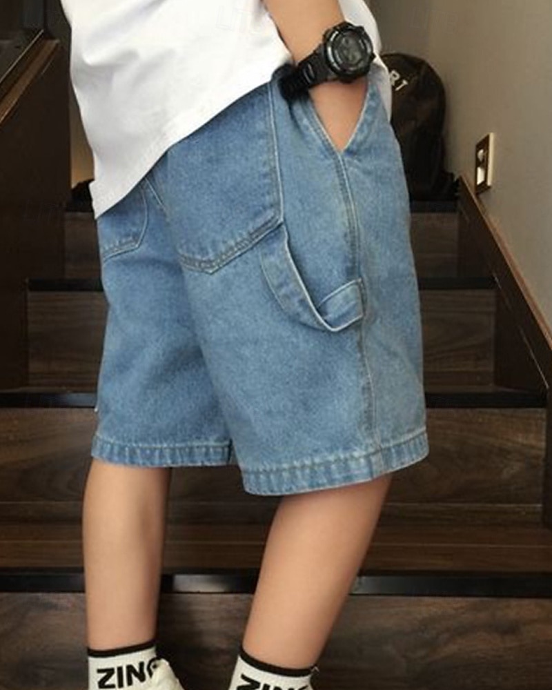 Kids Boys Shorts Solid Color Breathable Soft Comfort Shorts School Cool Basic Black Blue Mid Waist 2026 - $16.49 –P1