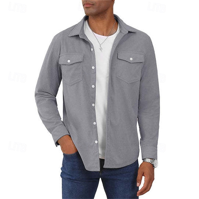 Herren Hemdjacke Überhemden übergangsjacke Täglich Verschleißfest Tasche Sommer Frühling Einfach Klassisch Revers Dunkelgrau Schwarz Gelb Wein Marineblau Jacken 2025 - $38.99 –P6