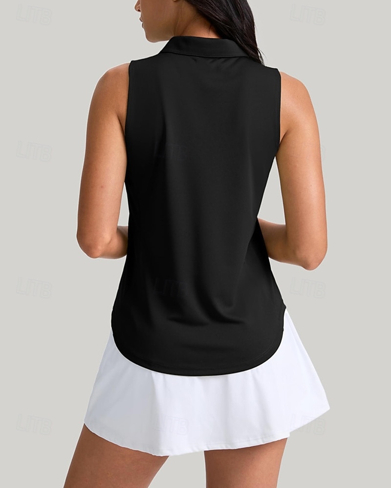 Γυναικεία Μονόχρωμο Πουκάμισο τένις Αμάνικο UPF50+ Γρήγορο Στέγνωμα Τέννις Γκολφ Μπάντμιντον Γιακά με φερμουάρ Μπλουζάκι Μπολύζες Μαύρο Βαθυγάλαζο Πράσινο Ρούχα τένις 2026 - $22.99 –P6