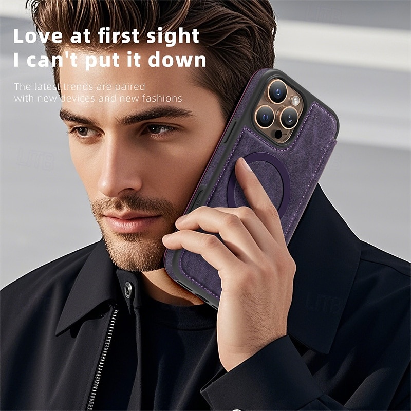 Phone Case For Apple AirTag iPhone 16 Pro Max Plus iPhone 15 14 Pro Max Plus iPhone 13 12 Pro Max Magnetic Adsorption Flip Cover Support Wireless Charging Card Slot Shockproof TPU PC PU Leather 2025 - $19.99 –P7