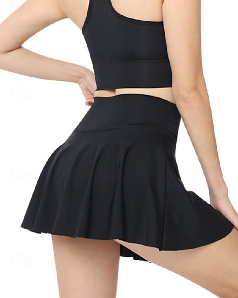 Per donna Tinta unita Gonna casual Gonne da tennis con pantaloncini Arricciato Traspirante Tennis Golf Pickleball Nero Bianco Rosa Abbigliamento da tennis del 2026 a $25.99 –P19