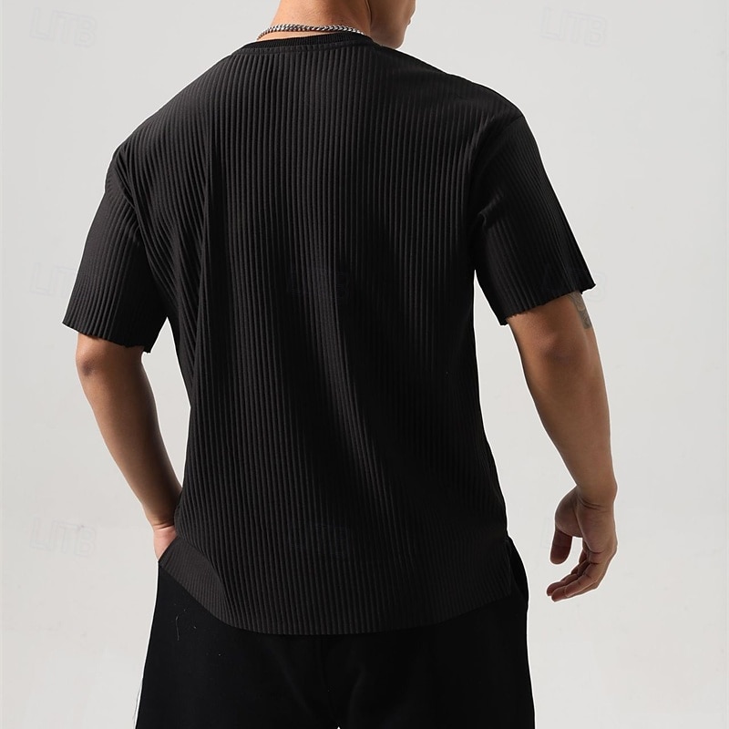 Herren T Shirt T-Shirt Kurzarmshirt Kurzarm V Ausschnitt Sommer Einfach Mode Designer Basic Jacquard Urlaub Straße Ausgehen Schwarz Weiß Dunkelgrau Top T-Shirt für Herren 2025 - $15.99 –P6