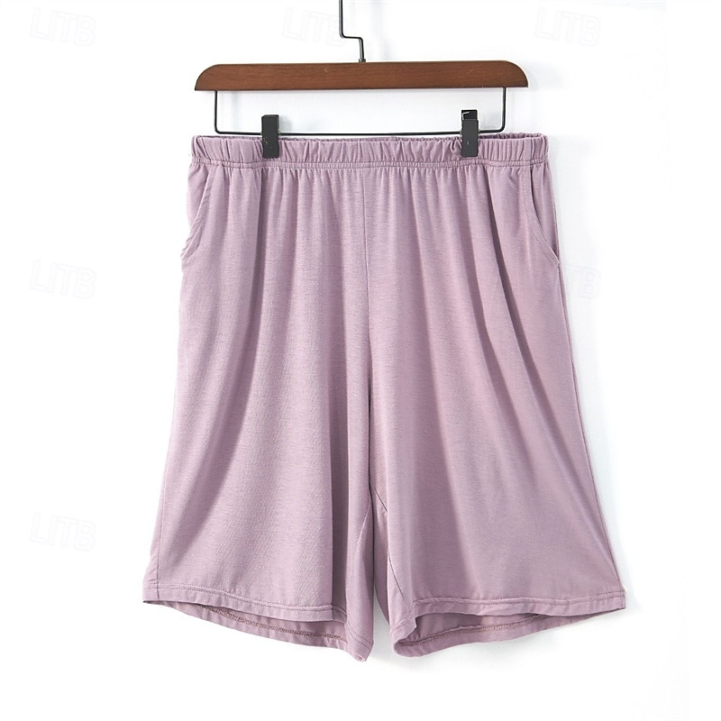 Homens Loungewear shorts de pijama Tecido Moda Clássico Casual Casa Diário De Cama Algodão Conforto Respirável Macio Calção Cintura elástica Verão Preto Rosa de 2025 por $13.49 –P8
