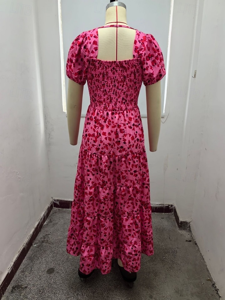 Women's Maxi Dress Casual Dress Casual Loose Fit Graphic Short Sleeve Crew Neck Magenta Dark Red Red Blue Summer 2025 - $24.99 –P3