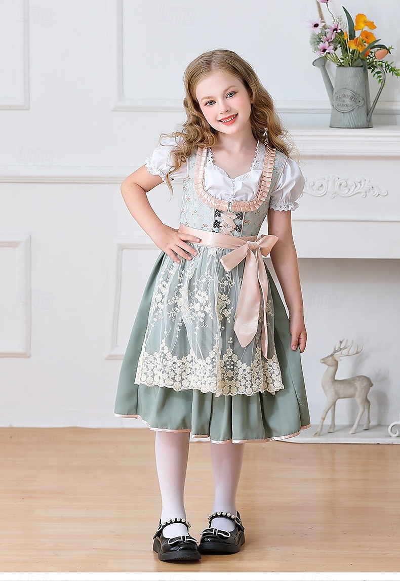 Oktoberfest Encaje Vestidos Delantal Blusa con falda acampanada Mucama bávaro Alemán Munich prados Chica Carnaval Festival de Cerveza Paño de estilo tradicional 2026 - $79.99 –P16