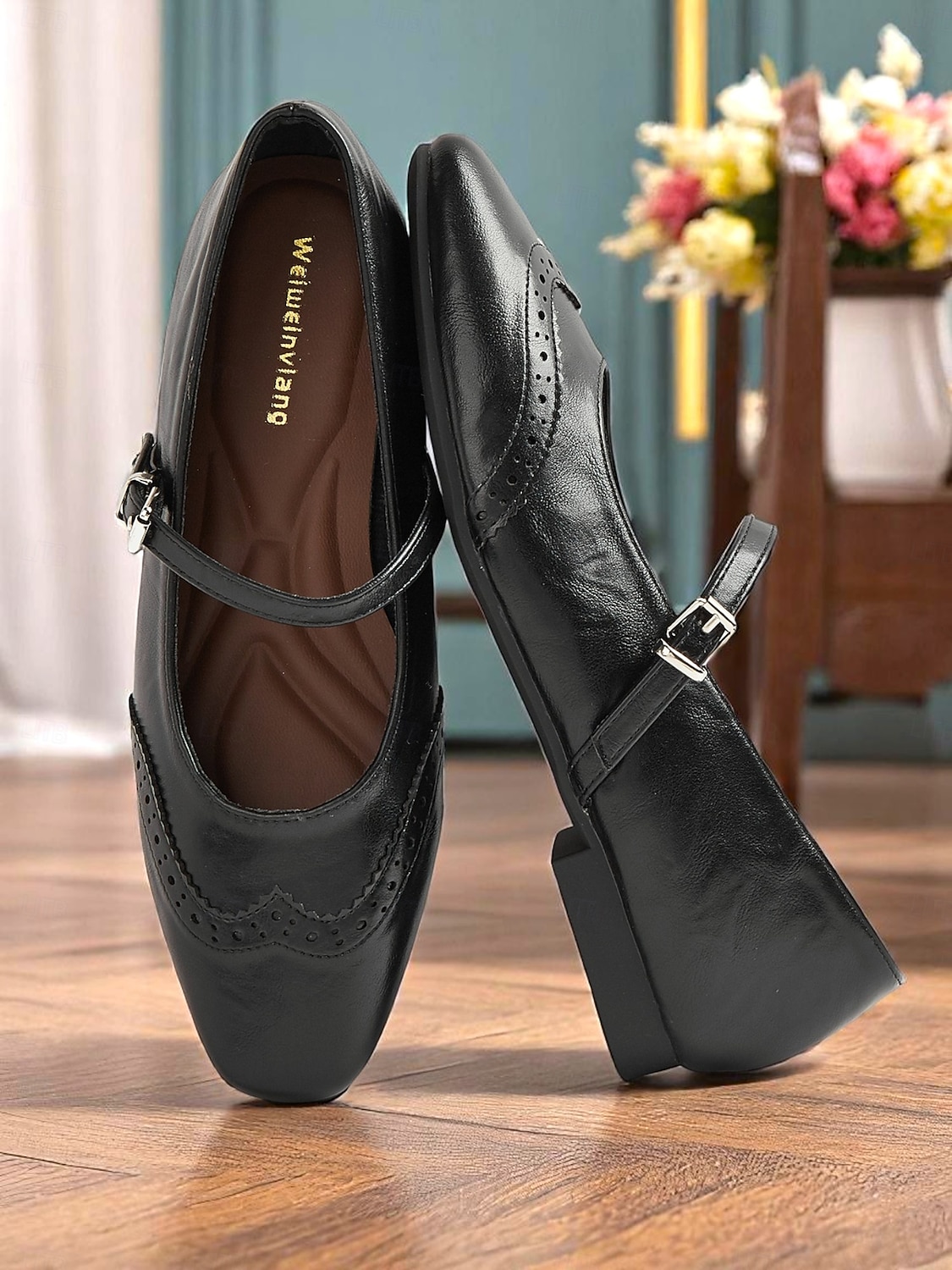 Ballerines Mary Jane en similicuir noir pour femme – style écolière vintage des années 1950 avec détails brogue pour un usage quotidien et des tenues lolita de 2025 ? $34.99 –P3