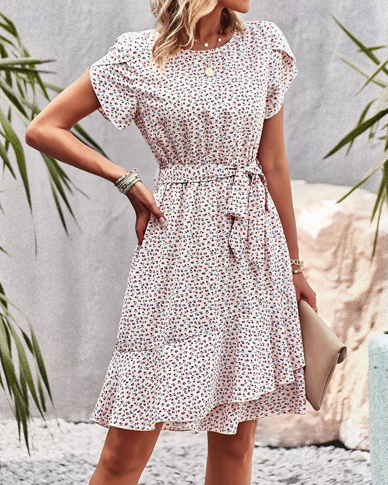 Pentru femei Rochie Mini Rochie florala Rochie Boho Rochie imprimata Modă Clasic Modern Vacanță Concediu Ieșire Fit regulat Floare Manșon scurt Stil Nautic Roșu-aprins Albastru piscină Maro Trifoi 2025 - $27.99 –P16