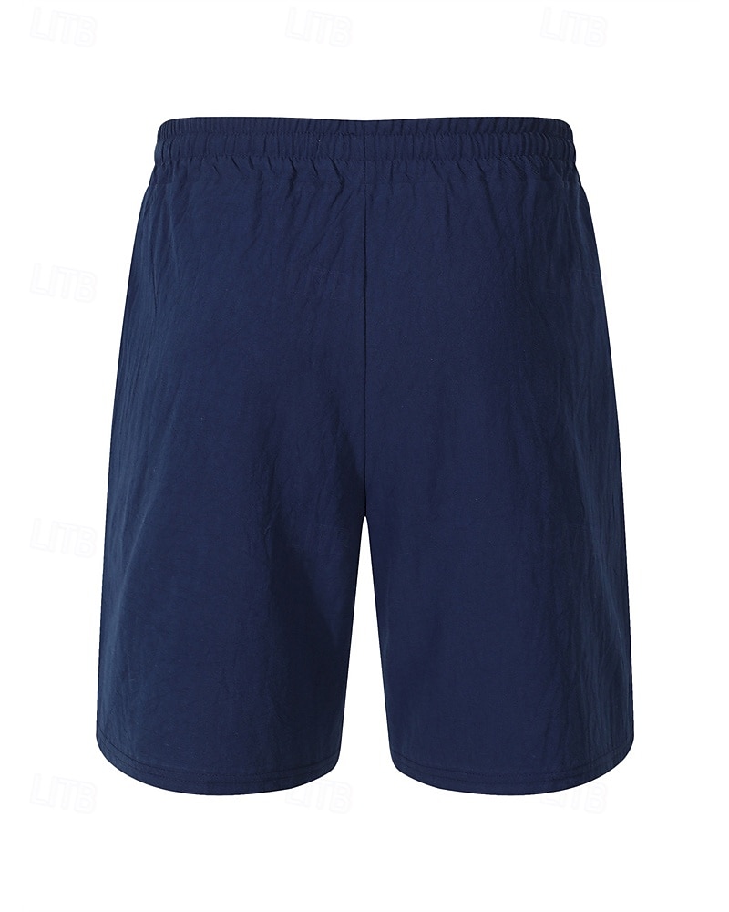 Hombre Pantalón corto Pantalones cortos de lino Pantalones cortos de verano Pantalones cortos de playa Bolsillo Correa Cintura elástica Plano Comodidad Transpirable Corto Vacaciones Festivos Playa 2025 - $22.99 –P17