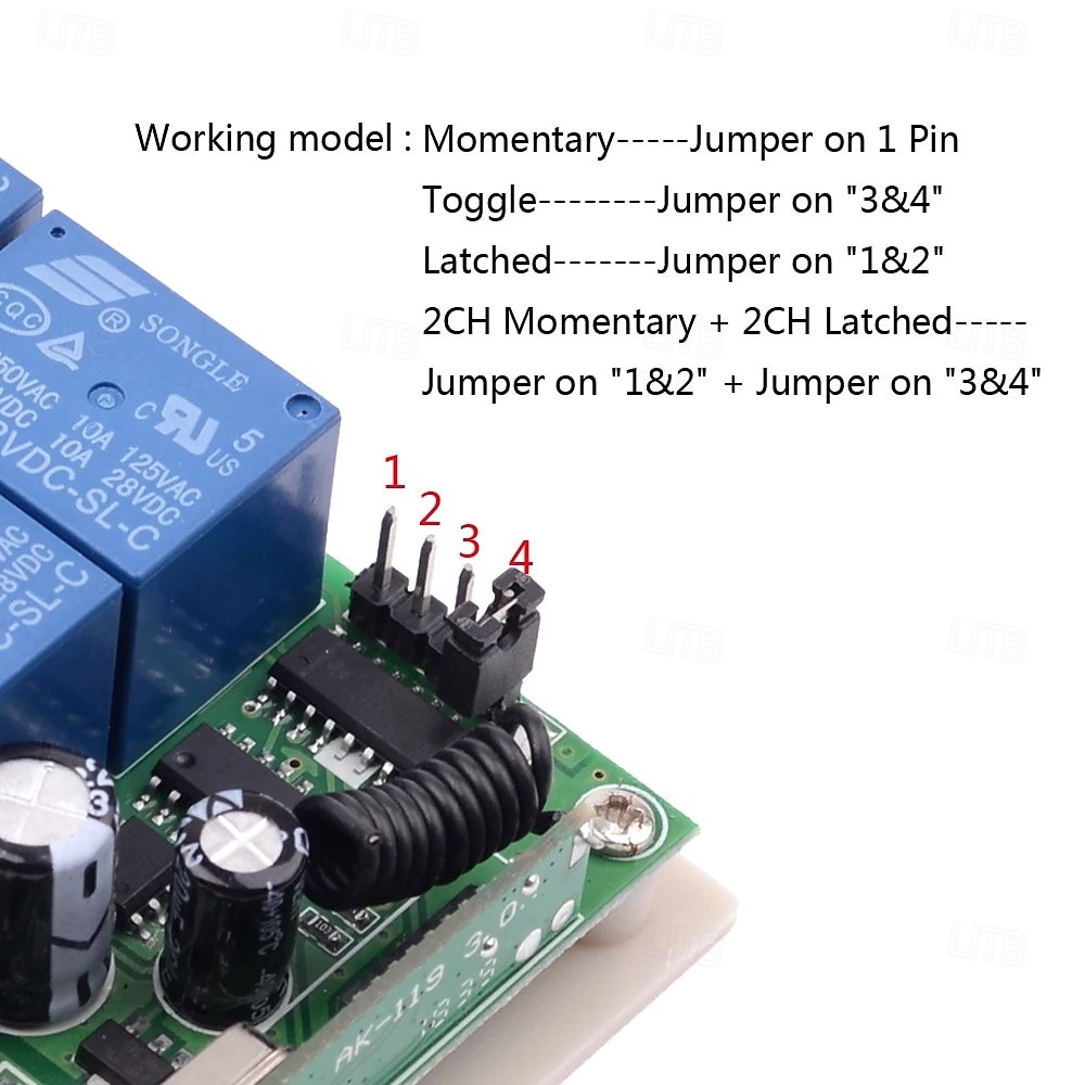 DC12V 4CH wireless remote control switch /Smart relay receiver 10A relay / Momentary /Toggle /Latched working way can change / 433mhz easy to install /DC12V power ON/OFF 2025 - $32.99 –P8