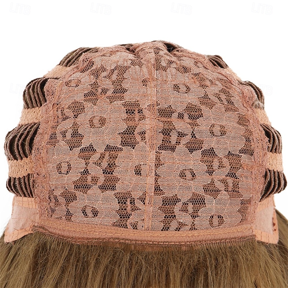 باروكة شعر موليت من السبعينيات والثمانينيات بطول الكتف للنساء، باروكة شعر بني مستقيم مع قلادة، مناسبة لحفلات الديسكو والهالوين 2026 - $24.99 –P7