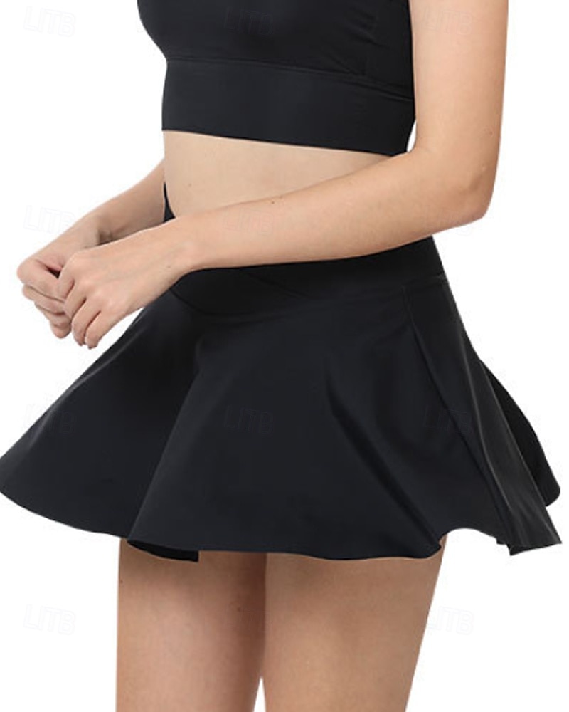 Per donna Tinta unita Gonna casual Gonne da tennis con pantaloncini Arricciato Traspirante Tennis Golf Pickleball Nero Bianco Rosa Abbigliamento da tennis del 2026 a $25.99 –P12