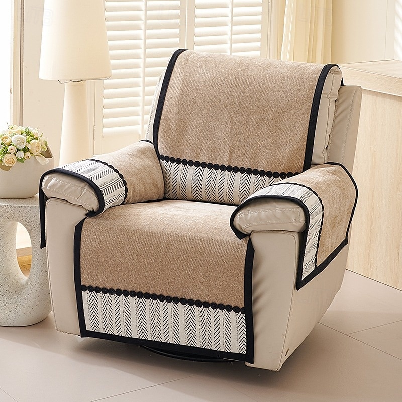 1Set/4Pieces Recliner Chair Cover Solid Color Geometric Jacquard Jacquard Polar Fleece Slipcovers 2025 - $36.99 –P9