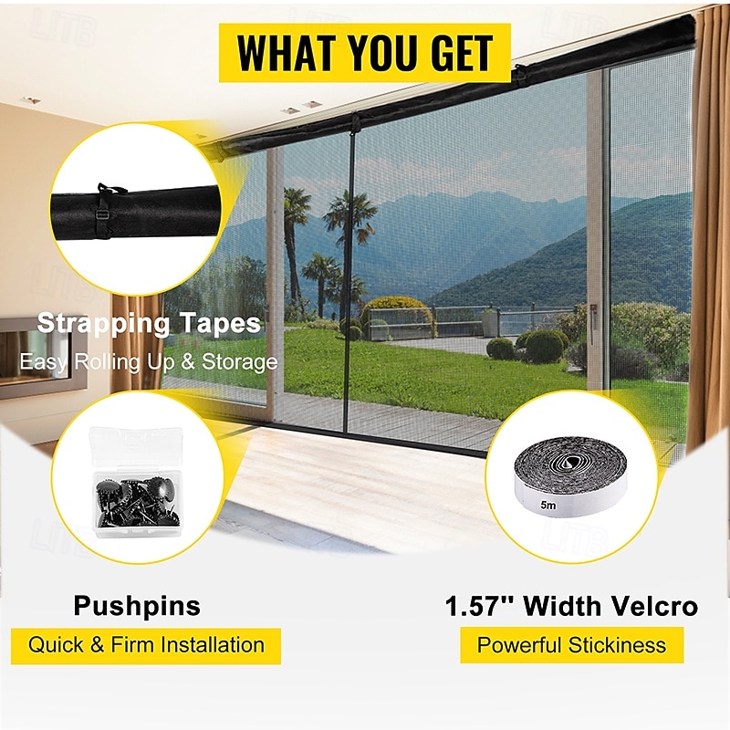 2026年 ガレージドアスクリーン 488 x 213 cm / 16 x 7フィート 2台用 頑丈なグラスファイバーメッシュで素早い出入りが可能 セルフシールマグネット式 引き込み式  コレクション – $71.99 –P9