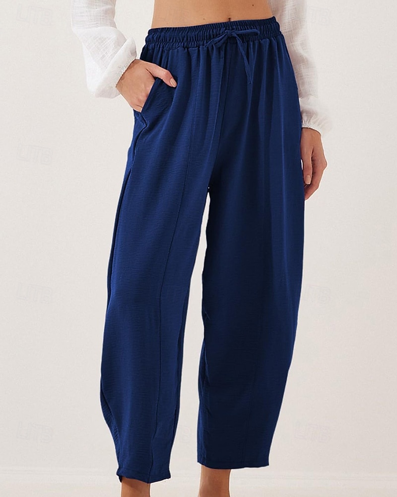 Жен. Брюки Мода Уличный стиль Полная длина Средняя талия Полотняное плетение Карман Эластичный шнурок На открытом воздухе Удобный на открытом воздухе Отпуск 2026 - $22.99 –P17