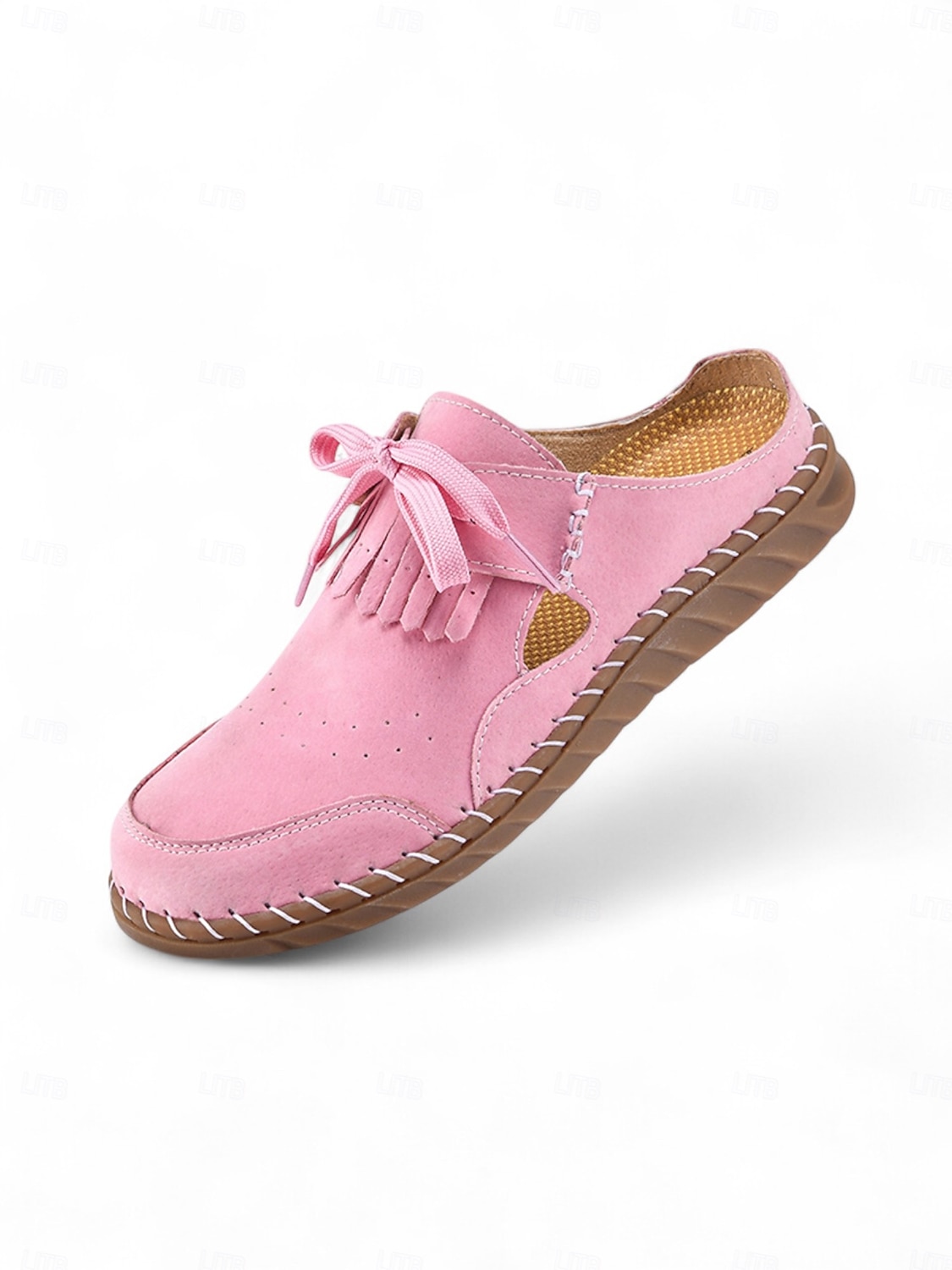 Women's Soft Sole Moccasin Mules– Pink Loafers with Fringed Detail, Lightweight Slip-On Design with Cutouts, Perfect for Garden Strolls and Casual Outings 2025 - $32.99 –P1