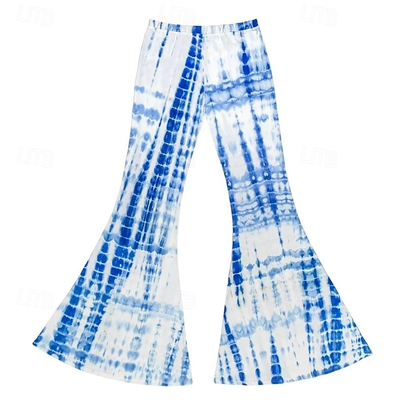 Retró Boho 1970-es évek Bell Bottoms nadrág fellángoló nadrág Diszkó Nyakkendő színezés Magas derék Pszichedelikus Női Mindszentek napja Farsang Vakáció zenei fesztivál Fesztivál Felnőttek Nadrágok 2025 - $21.99 –P4