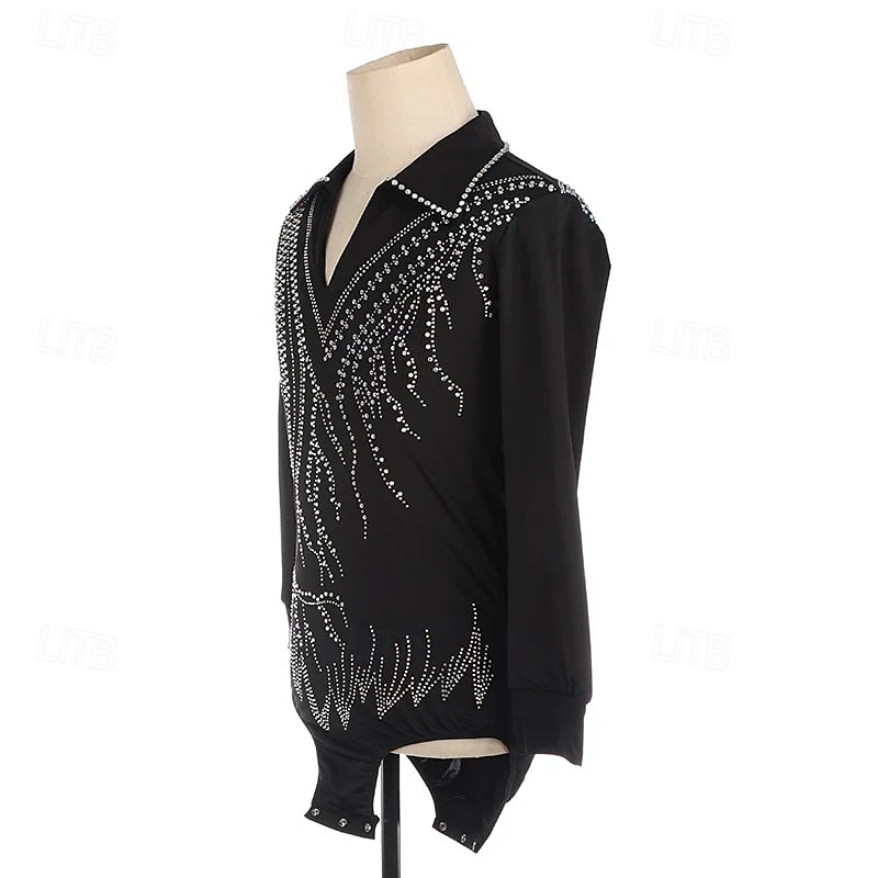 Men's Boys Figure Skating Costumes High Elasticity Training Competition Skating Wear Classic Crystal / Rhinestone Long Sleeve Ice Skating Figure Skating 2026 - $271.59 –P4