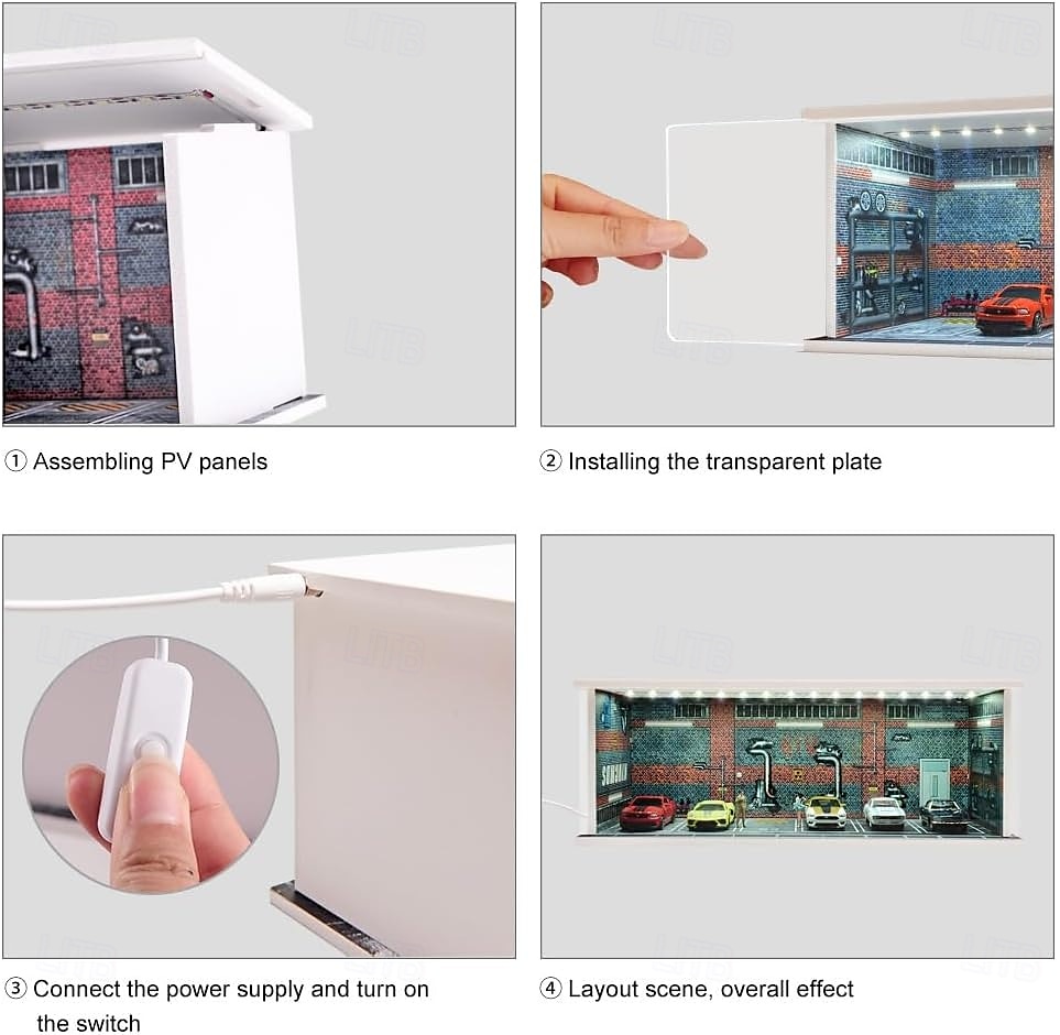 1:64 Modellauto-Vitrine, Druckguss-Diorama-Garage, simuliertes Parkplatzmodell, Miniaturszene, Parkplatz-PVC-Baugruppe mit beleuchtetem Parkplatzmodell-Vitrine, Spielzeug-Vitrine 2025 - $23.99 –P5