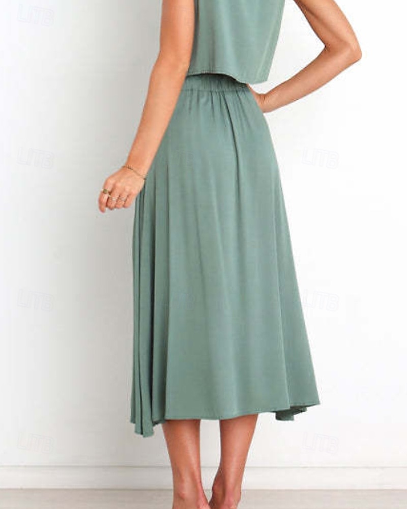 Femmes Jupe Basique Occasionnel Midi Taille Basse Jupes Uni Froncé Micro-Élastique Vacances Rue Noir Blanche Vert Menthe Vert Été Coton de 2025 ? $21.99 –P9