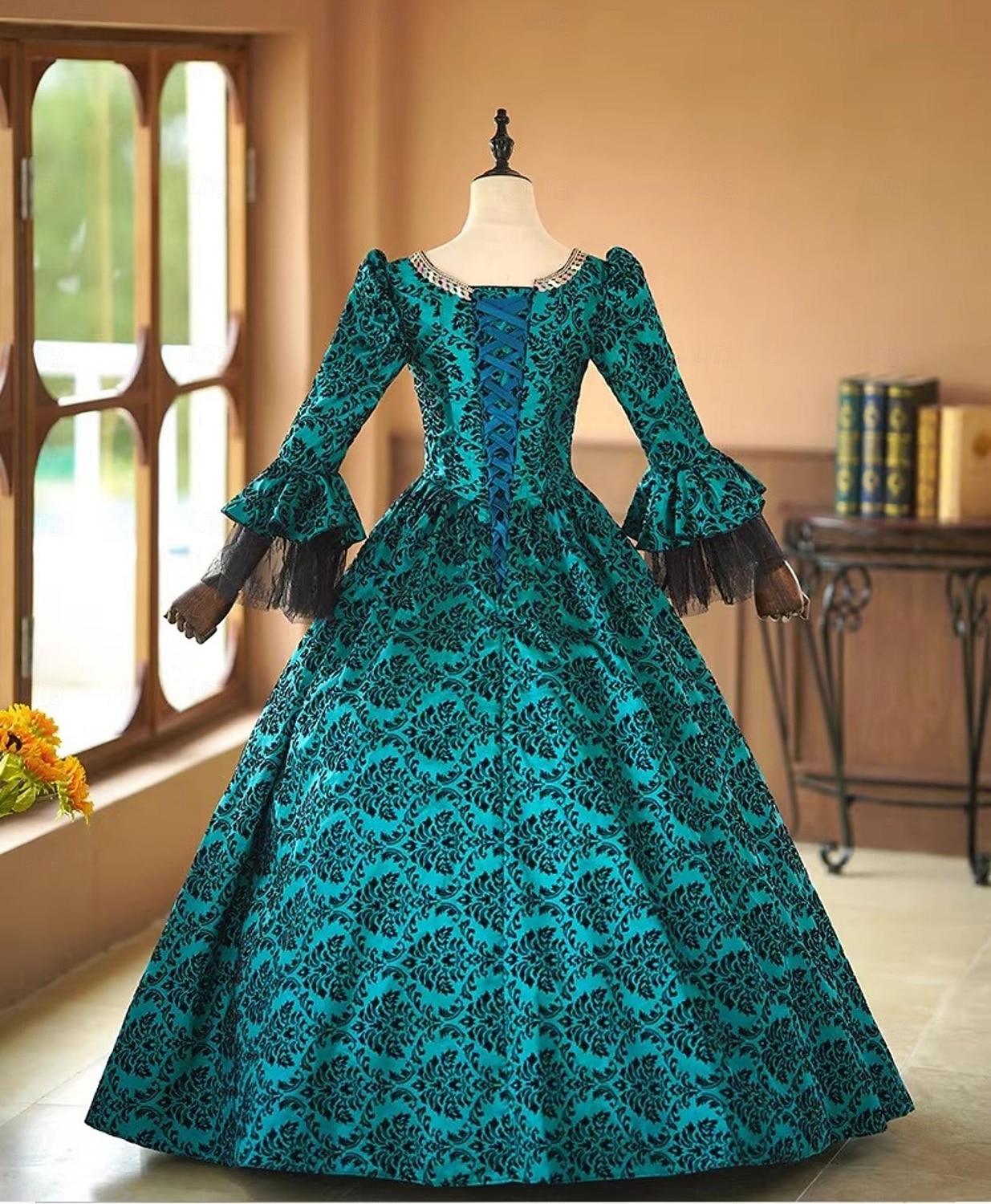 ancien Rococo Renaissance Maxi Robe Normal Juliette Princesse Mariée Plissé Volanté Princesse Col rond Déguisement Femmes Halloween Carnaval Mascarade Soirée Halloween Performance Adultes de 2026 ? $204.69 –P10