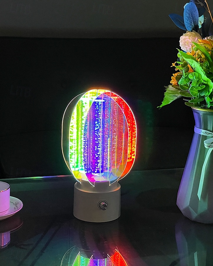 Luminária de mesa recarregável sem fio com efeito aurora, luz noturna para quarto com rotação de 360 graus, luminária de mesa operada por bateria para sala de estar, luminária pequena para estação de de 2025 por $55.99 –P9