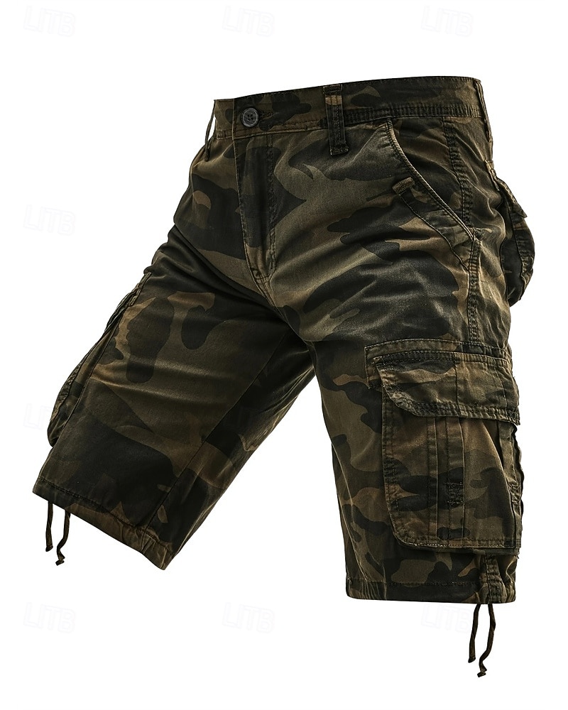 Homens Bermuda Cargo Shorts camuflados Calção Shorts de verão Bolso multi Bolso com aba Côr Camuflagem Conforto Vestível Comprimento do joelho Ao ar livre Esporte Diário Moda Casual Azul Marinho Cáqui de 2025 por $30.99 –P10