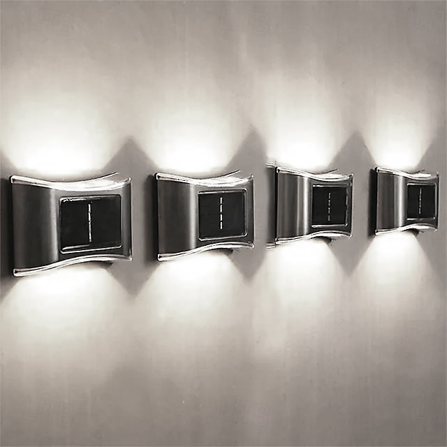 Luminária de parede solar externa de aço inoxidável 6led, à prova d'água, para varanda, pátio, pátio, cerca, decoração noturna, fácil instalação, decoração de jardim, luminária de parede solar externa de 2025 por $14.99 –P2