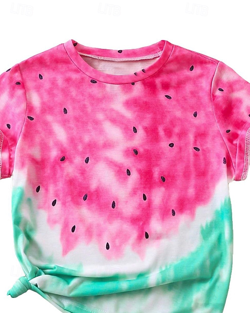 Kids Girls' T shirt Tie Dye School Short Sleeve Crewneck Daily 4 years+ Summer Pink Red 2026 - $10.49 –P4