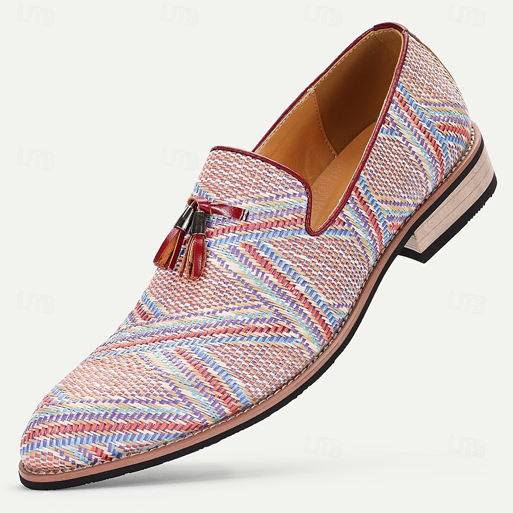 Herr Tofflor och Slip-Ons Promenad Affär Ledigt PU Läder Vävd nylon Andningsfunktion Bekväm Halksäker Loafers Vin Sommar Vår 2025 - $46.99 –P2
