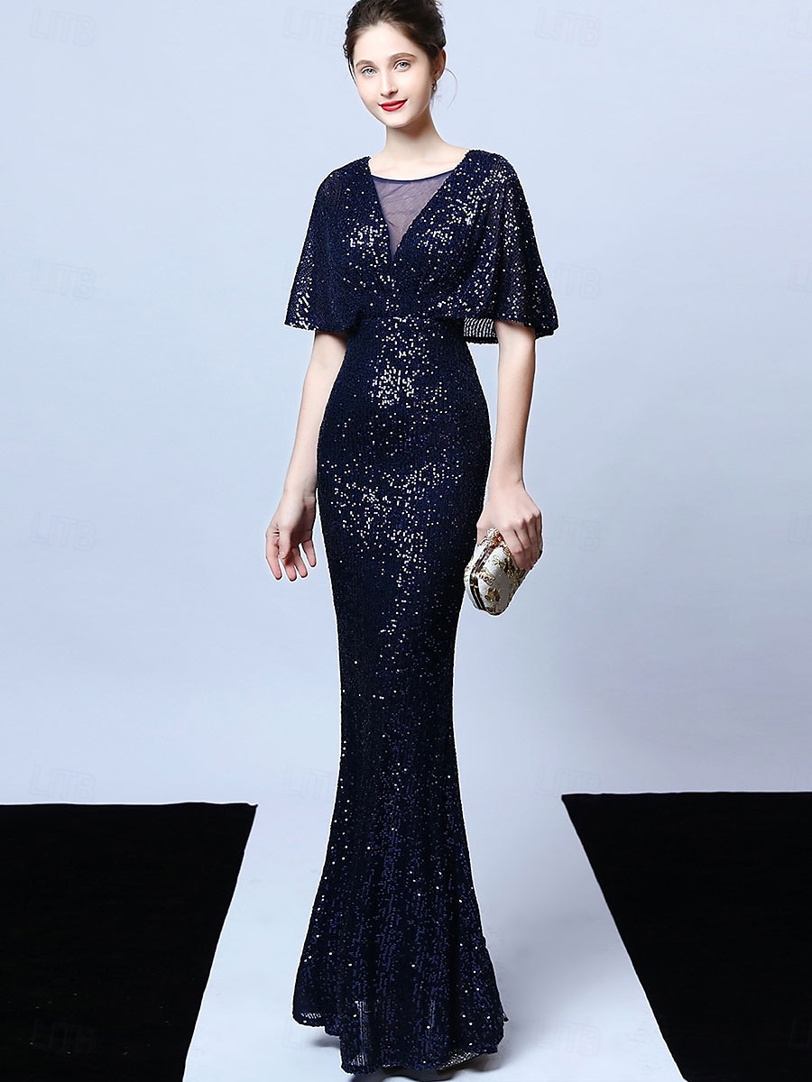 A-Line Quinceanera Dresses Elegant Dress Formal Wedding Floor Length Short Sleeve V Neck Sequined with Tassel 2025 - $109.99 –P12