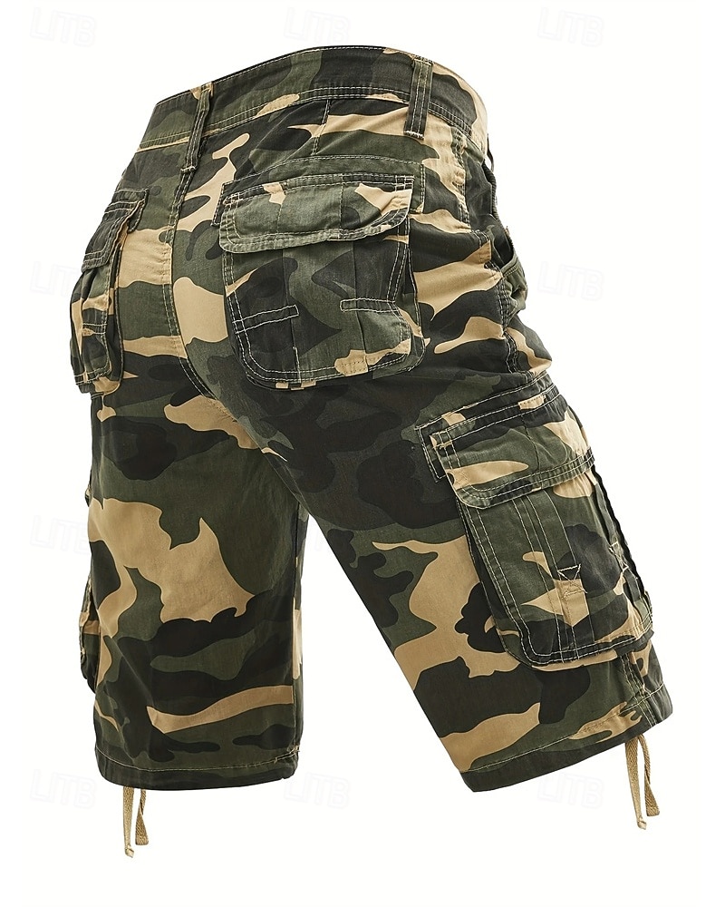 Homens Bermuda Cargo Shorts camuflados Calção Shorts de verão Bolso multi Bolso com aba Côr Camuflagem Conforto Vestível Comprimento do joelho Ao ar livre Esporte Diário Moda Casual Azul Marinho Cáqui de 2025 por $30.99 –P4