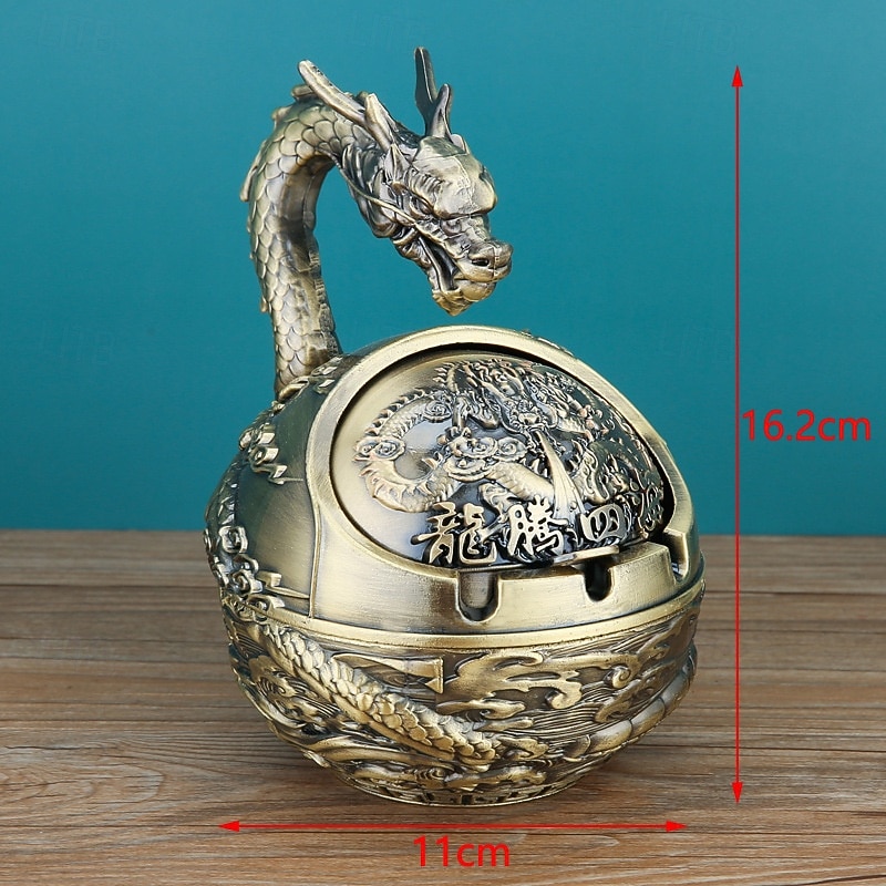 vintage hamutartó fedéllel, kínai állatöv 12 állatjegyű díszes, fedett hamutartó, szélálló asztali dísz otthoni irodába, nappaliba 2026 - $23.99 –P1