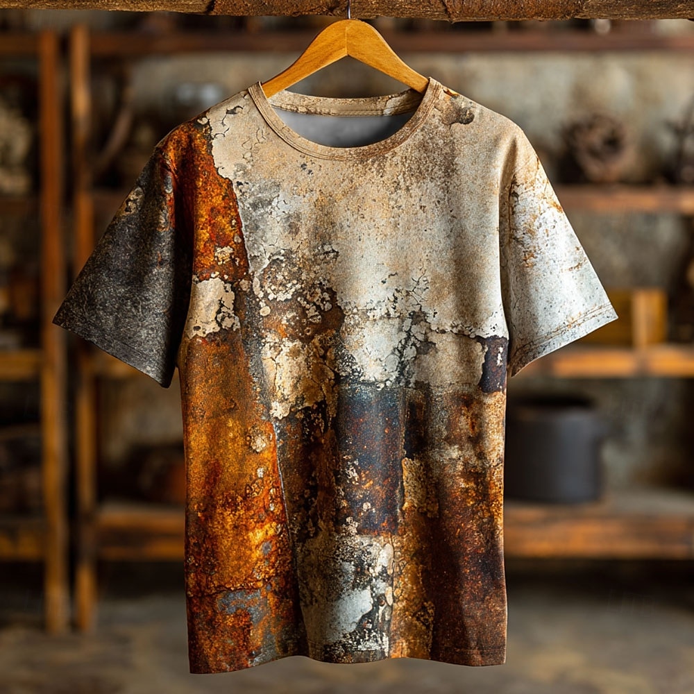 Herre 3D Print T skjorte Kortermet T skjorte 3D-utskrift Crew-hals Skjorte Retro / vintage Vintage retro Fest Gate Avslappet Mørkebrun Gul Brun Sommer Vår Klær S M L XL XXL XXXL 4XL 2025 - GBP £14.02 –P1