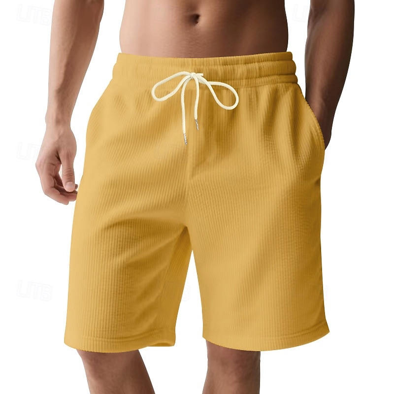 Męskie Szorty Szorty na co dzień Sztruksowe szorty Ściągana na sznurek Kieszeń Równina Komfort Oddychający Do kolan Codzienny Na zewnątrz Plaża Urlop Moda Czarny Biały Średnio elastyczny 2026 - $17.99 –P4