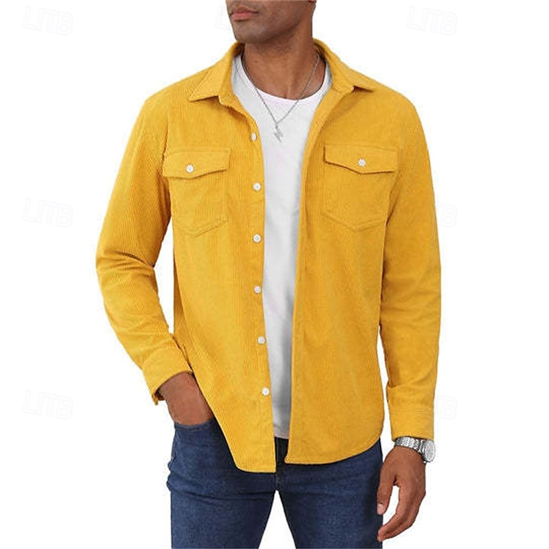 Herren Hemdjacke Überhemden übergangsjacke Täglich Verschleißfest Tasche Sommer Frühling Einfach Klassisch Revers Dunkelgrau Schwarz Gelb Wein Marineblau Jacken 2025 - $38.99 –P14