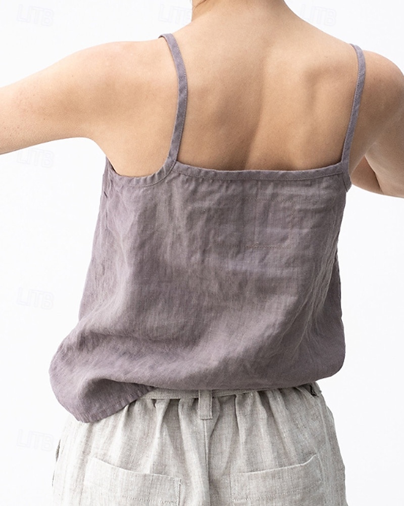 Per donna Gilet in cotone e lino Blusa Canotta a canotta Semplice Moderno Casual Senza Maniche Scollo a V Top Regolari Quotidiano Uscire Nero Bianco Viola Estate del 2025 a $29.99 –P3