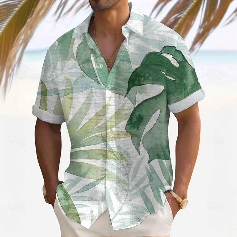 Homme Feuille de palmier Plantes Tropicales Chemise hawaïenne Chemise Boutonnée Chemise Aloha Manche Courte Hawaïen Resort Vacances Fête Tenue de plage Été Printemps Col Rabattu Impression 3D Chemise de 2026 ? $25.99 –P1