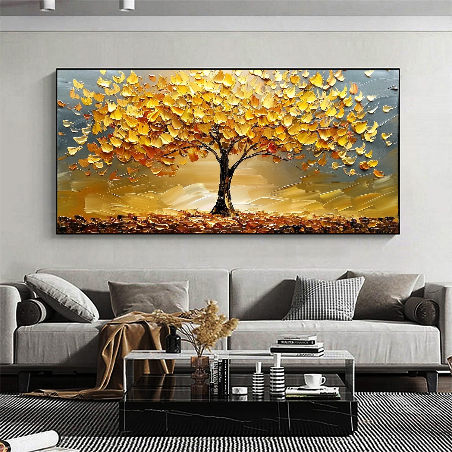 handgemachtes original goldenes Ölgemälde Baum des Lebens auf Leinwand abstrakte Baumlandschaft Wandkunst für Wohndekoration mit gespanntem Rahmen ohne Innenrahmen Gemälde 2025 - $131.99 –P3