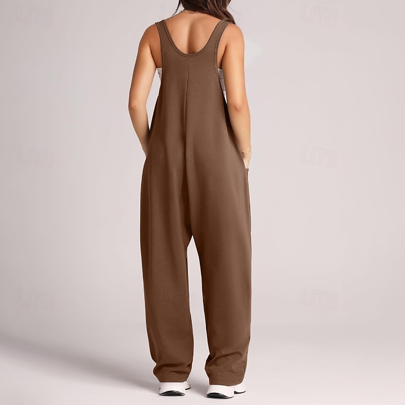 Damskie Normalny Kombinezon Moda miejska Jednokolorowe Bez rękawów Dekolt w kształcie litery U Kieszeń Ulica Codzienny Regularny Czarny Jasnozielony Rumiany róż Lato 2025 - $24.99 –P10