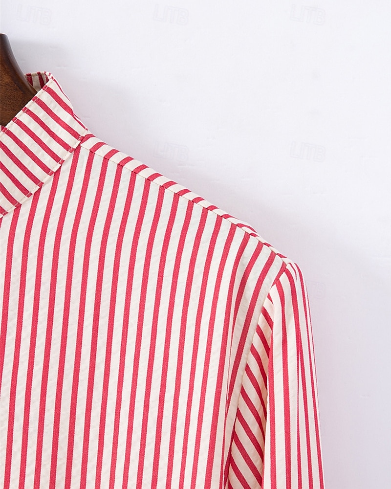 Per uomo Camicia Camicia Estiva Camicia casual Camicia da Spiaggia Camicia con Bottoni Nero Bianco Rosa Verde militare Manica Lunga Semplice Collo alla coreana Vacanza Camicia hawaiana Bottoni del 2025 a $20.99 –P3