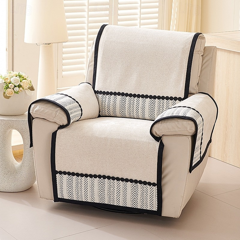 1Set/4Pieces Recliner Chair Cover Solid Color Geometric Jacquard Jacquard Polar Fleece Slipcovers 2025 - $36.99 –P11