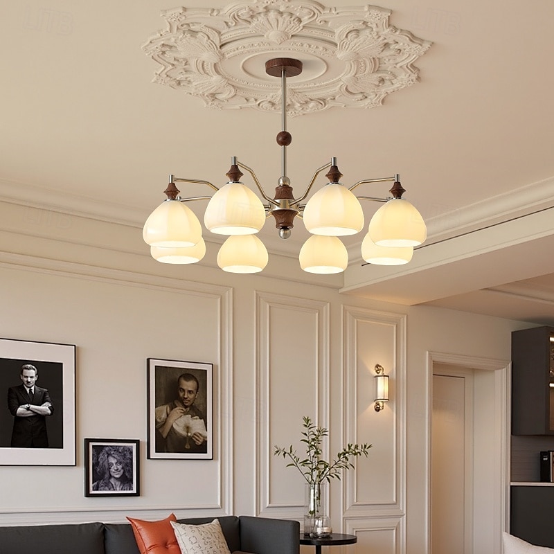 Lampadario a sospensione a LED con 3/6/8 luci, stile moderno di metà secolo, E27, grande globo bianco Sputnik, lampada da soffitto vintage in ottone a filo, lampada a sospensione per isola da cucina, del 2025 a $449.99 –P1