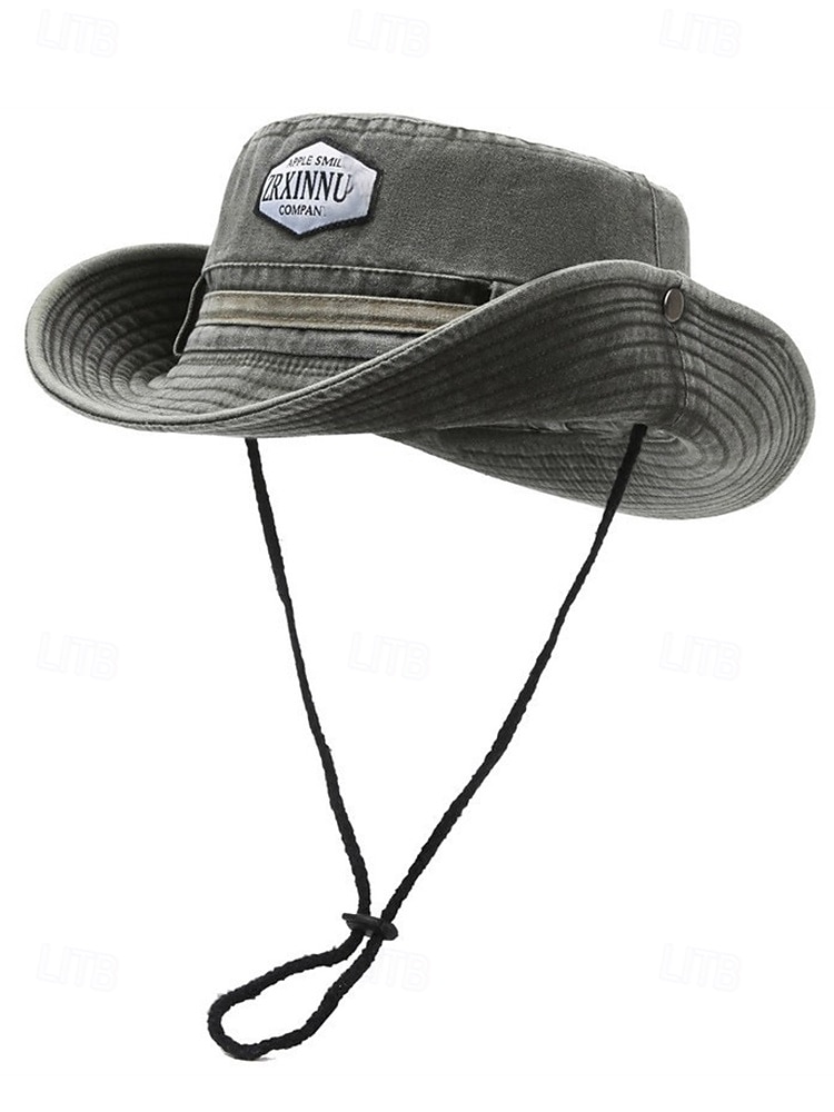 Chapeau de pêche d'extérieur pour homme avec mentonnière réglable, tissu en toile de coton, bord large enroulable classique, adapté aux activités estivales, à la randonnée et aux voyages de 2025 ? $14.99 –P6
