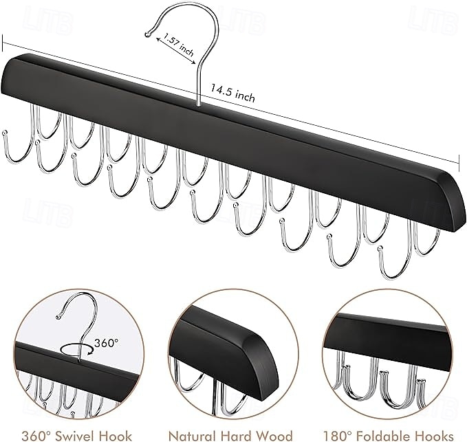 2 Pack Bra Hanger for Closet Organizer Premium Wooden Tank Top Hangers with 40 Foldable Hooks 360 Rotating Design Space Saving Storage for Tank Tops Bras Scarves and More 2025 - $18.99 –P1