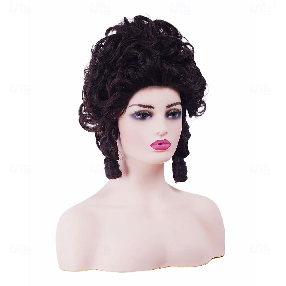 Krátká vlnitá hnědá paruka s velkým nafouklým účesem, paruky s motivem včelího úlu pro ženy, vhodné pro kostýmy 70. a 80. let nebo halloweenské vintage cosplay párty 2025 - $25.99 –P6