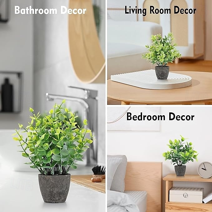 4 balení umělých rostlin, keramických mini umělých rostlin, květináčů, pro domácí dekoraci, kancelářské dekorace, dekorace do pokoje, farmářské dekorace, interiérové dekorace do koupelny 2026 - $16.99 –P4