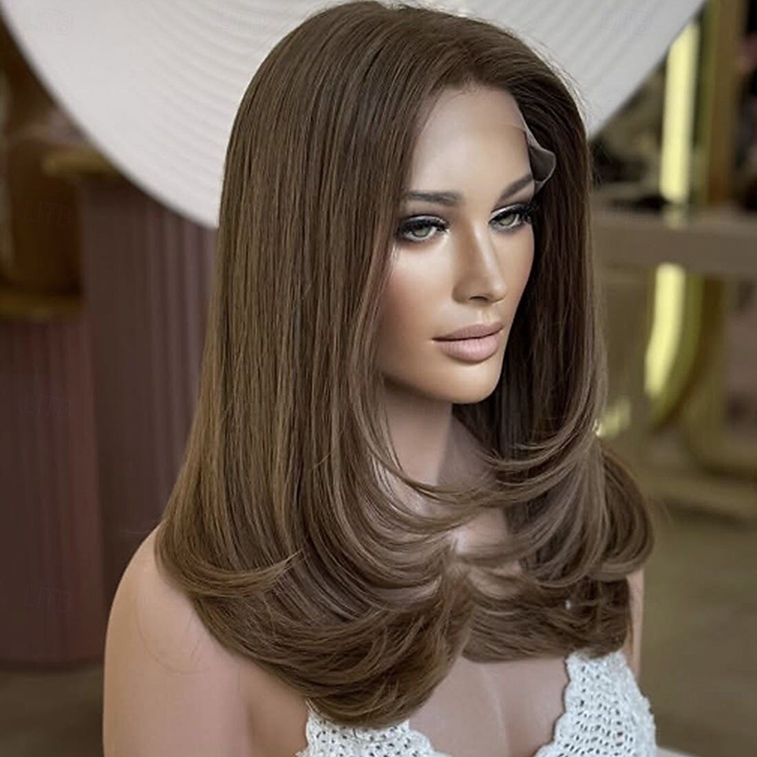 Echt haar 5x5 Sluiting 4x13 Sluiting Pruik Gelaagd kapsel Braziliaans haar Recht Kastanjebruin Pruik 130% 150% Haardichtheid met babyhaar Natuurlijke haarlijn 100% Maagd lijmloze Pre-geplukt Voor 2026 - $344.99 –P2